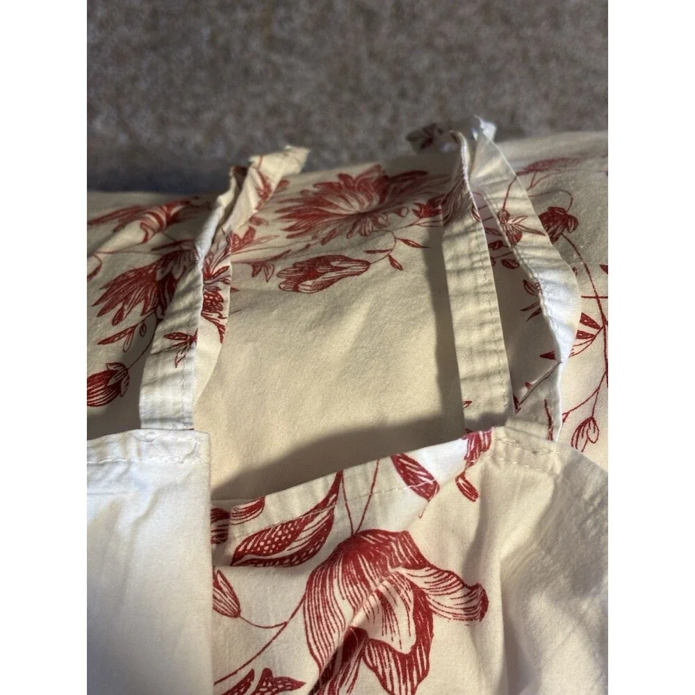 IKEA Maroon Floral Duvet Cover 81x78 With Tie Closures 100% Cotton